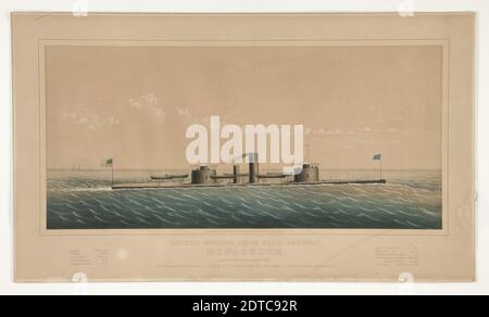 Lithographe: Unknown, Editeur: Endicott &amp; Co., New York, 19e siècle, Etats-Unis Iron Clad Battery Monadnock, lithographie couleur, bloc: 29.3 × 63.2 cm (11 9/16 × 24 7/8 in.), fabriqué aux Etats-Unis, américain, 19e siècle, œuvres sur papier - tirages Banque D'Images