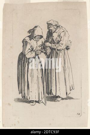 Après : Jacques Callot, français, 1592–1635, les deux mendiantes (les deux mendiants-femmes), forme les Gueux, gravure, platemark : 13.6 × 8.6 cm (5 3/8 × 3 3/8 po.), français, XVIIe siècle, oeuvres sur papier - estampes Banque D'Images