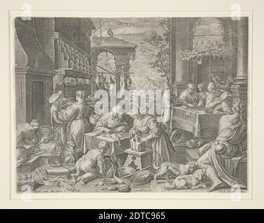 Artiste: Johann Sadeler I, flamand, 1550–1600, après: Jacopo Bassano, Italien, ca. 1510–1592, l'Homme riche et Lazarus, gravure, feuille: 21.8 × 28.5 cm (8 9/16 × 11 1/4 in.), fait en Flandre, Flamande, 16ème siècle, œuvres sur papier - tirages Banque D'Images