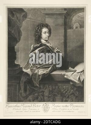 Artiste: Gérard Edelinck, flamand, France active, 1640–1707, Hyacinthe Rigaud (1659-1743), vers 1675, gravure, 53.2 × 40.6 cm (20 15/16 × 16 in.), fait en Flandre, flamand, 18ème siècle, oeuvres sur papier - estampes Banque D'Images