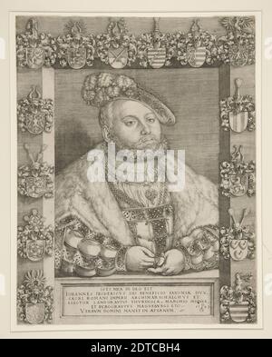 Artiste: Georg Pentz, Allemand, ca. 1500–1550, Frederick le Sage, électeur de Saxe, gravure, 18.9 × 12.3 cm (7 7/16 × 4 13/16 in.), fabriqué en Allemagne, allemand, 16ème siècle, travaux sur papier - tirages Banque D'Images