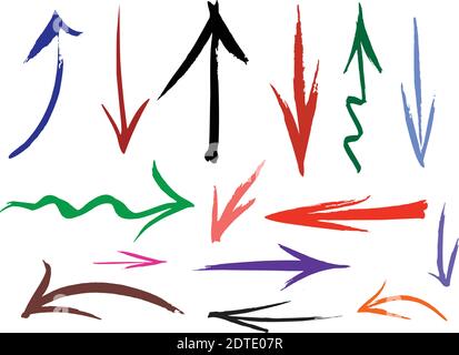 Collection de flèches de style de caniche dessinées à la main dans diverses directions et styles Illustration de Vecteur