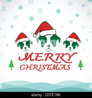 Carte de voeux pour chien de noël à motif joyeux vectoriel sur fond blanc Illustration de Vecteur