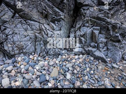 Rocky Beach détails sur North Beach, Deception Pass State Park, Washington, États-Unis. Banque D'Images