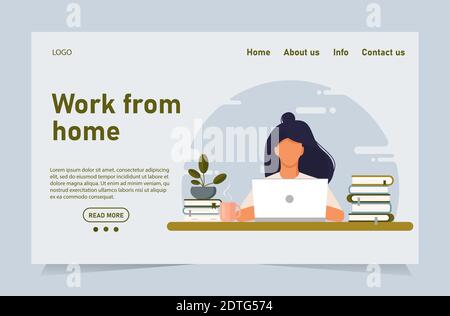 Concept de modèle de site Web et bannière de travail à partir de la maison Illustration de Vecteur