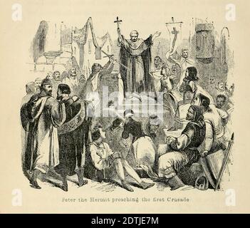 Peter l'Hermit prêchant la première croisade du livre 'anes, Saxons et Normans : Or, histoires de nos ancêtres' d'Edgar, J. G. (John George), 1834-1864 publié à Londres en 1863 Banque D'Images