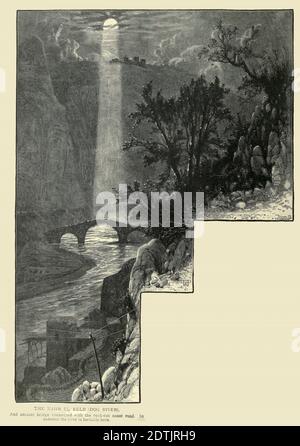 Gravure en bois de la Nahr el Kelb (rivière Dog), et ancien pont relié à la côte découpée en roche. En été, la rivière est fordable ici. De 'la Palestine pittoresque, le Sinaï et l'Egypte' par Wilson, Charles William, Sir, 1836-1905; Lane-Poole, Stanley, 1854-1931 Volume 3. Publié par J. S. Virtue and Co 1883 Banque D'Images