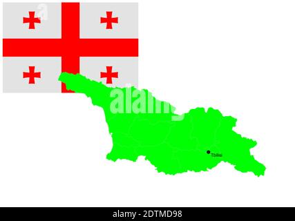 Carte et drapeau géorgien, jeu d'illustrations vectorielles. Illustration de Vecteur