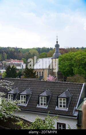 Église Sainte-Lucie dans la plus ancienne ville de cuivre du monde, Stolberg, Allemagne Banque D'Images