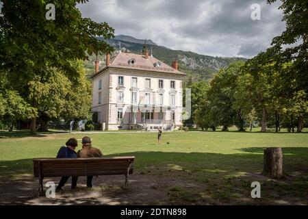 Barcelonnette (sud-est de la France) : la Sapinière, Musée de la Vallée de l'Ubaye. Ancienne villa 'Mexican' construite en 1878 par les habitants de la vallée qui Banque D'Images