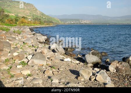 Vue sur le lac Kinneret également appelé la mer de Galilée. Nord d'Israël. Banque D'Images