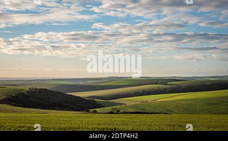 Vue sur South Downs en direction de Newhaven, East Sussex, Royaume-Uni Banque D'Images