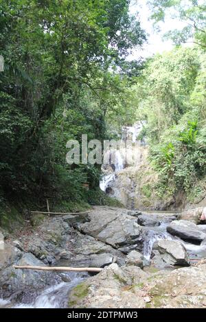 Une photo des cascades d'Argyle dans les Caraïbes, Roxborough, Trinidad & Tobago Banque D'Images