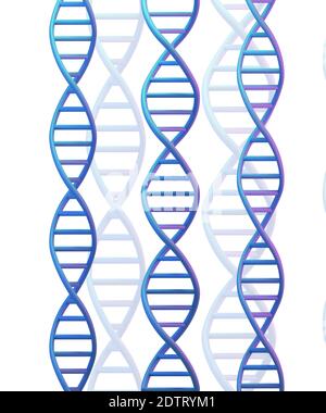 Structures de molécules d'ADN bleu isolées sur blanc. Science et technologie, rendu 3d Banque D'Images