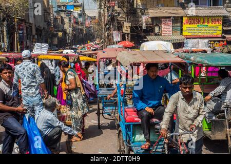 Rues bondées de Chandni chowk. Inde Old Delhi 2019. Banque D'Images