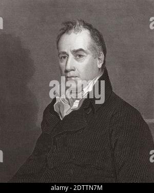 Oliver Wolcott, 1726 - 1797. Homme d'État américain et Père fondateur. Gouverneur, État du Connecticut. Après une gravure d'Asher Brown Durand d'une oeuvre de Thomas Sully. Banque D'Images