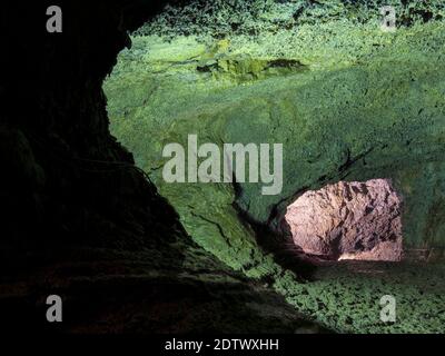 Gruta do Natal, ou la grotte de Noël, un tube de lave. Île Ilahas Terceira, partie des Açores (Ilahas dos Acores) dans l'océan atlantique, un RE autonome Banque D'Images