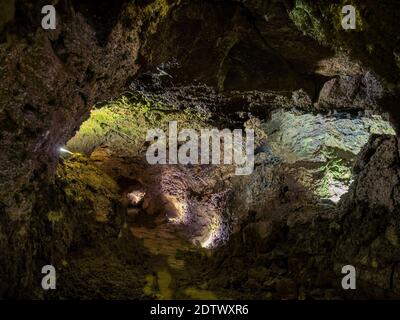 Gruta do Natal, ou la grotte de Noël, un tube de lave. Île Ilahas Terceira, partie des Açores (Ilahas dos Acores) dans l'océan atlantique, un RE autonome Banque D'Images