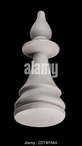 pièce d'échecs en plâtre blanc sur fond blanc Banque D'Images