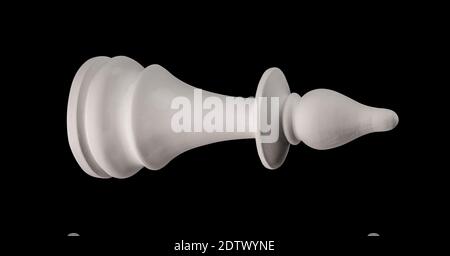 pièce d'échecs en plâtre blanc sur fond blanc Banque D'Images