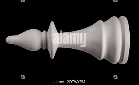 pièce d'échecs en plâtre blanc sur fond blanc Banque D'Images