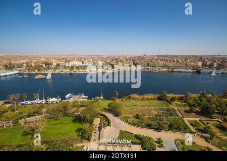 Égypte, haute Égypte, Assouan, île Éléphantine, vue sur le Nil depuis l'île Éléphantine Banque D'Images