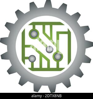 Puce, carte électronique, données, réseau, Internet, logo, icône Illustration de Vecteur