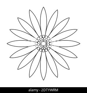 Fleur vectorisée simple contourage. Mise en plan linéaire. Tatouage Illustration de Vecteur