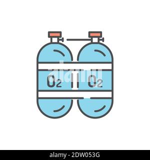 Icône de la ligne de couleur des bouteilles d'oxygène. Contour modifiable. Illustration de Vecteur