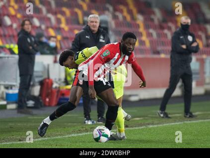 Brentford, Royaume-Uni. 22 décembre 2020. Brentford Pelenda Joshua Dasilva lors du match final de la Carabao Cup Quarter entre Brentford et Newcastle United au Brentford Community Stadium, Brentford, Angleterre, le 22 décembre 2020. Photo par Andrew Aleksiejczuk/Prime Media Images. Crédit : Prime Media Images/Alamy Live News Banque D'Images