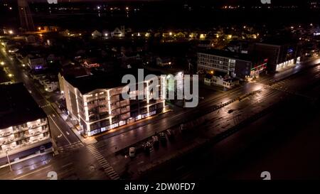 Boutiques de photos aériennes de nuit et hôtels sur Hampton Beach New Hampshire États-Unis Banque D'Images