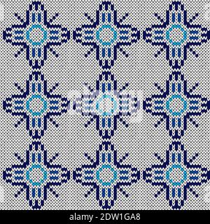 Motif vectoriel tricoté sans couture aux couleurs bleu et blanc comme texture de tissu Illustration de Vecteur