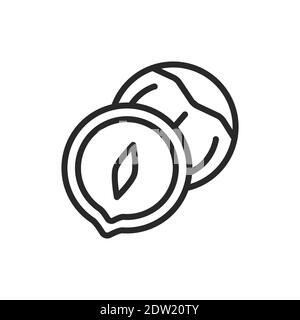 Icône de ligne noire Nazel Nut. Elément vectoriel isolé. Pictogramme de contour pour la page Web, l'application mobile, la promotion. Illustration de Vecteur