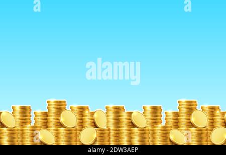 Beaucoup de pièces sur fond bleu. Illustration vectorielle Illustration de Vecteur