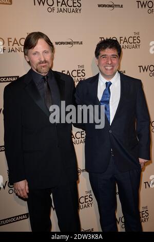 Viggo Mortensen et Hossein Amini participant à la première des deux visages de janvier au Cinéma Max Linder Panorama à Paris, France, le 3 avril 2014. Photo de Nicolas Briquet/ABACAPRESS.COM Banque D'Images