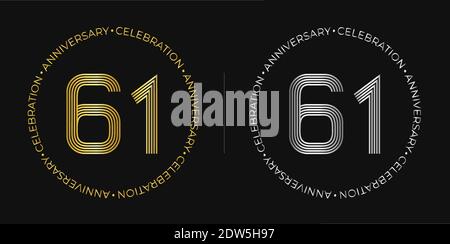 Joyeux Anniversaire Soixante Et Un 61 Ans Fun Celebration Anniversaire Carte De Souhaits Avec Le Chiffre Le Texte Et La Conception De La Geometrie De L Etiquette Coloree Image Vectorielle Stock Alamy
