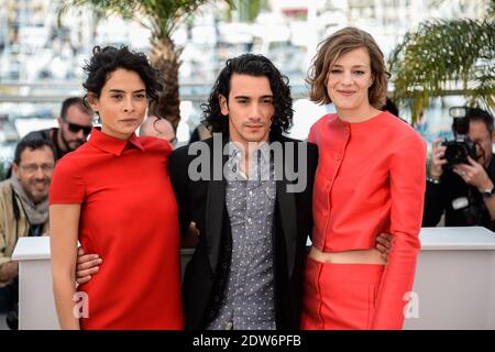 Céline Sallette, Rachid Youcef, Nailia Harzoune posant au photocall du film Geronimo qui s'est tenu au Palais des Festivals dans le cadre du 67e Festival de Cannes, le 20 mai 2014. Photo de Nicolas Briquet/ABACAPRESS.COM Banque D'Images