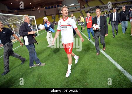 Pierre Casiraghi participe au match de football des World Stars où les pilotes de F1 jouent contre des personnalités au stade Louis II de Monaco , le 20 mai 2014. Photo de Nicolas Gouhier/ABACAPRESS.COM Banque D'Images