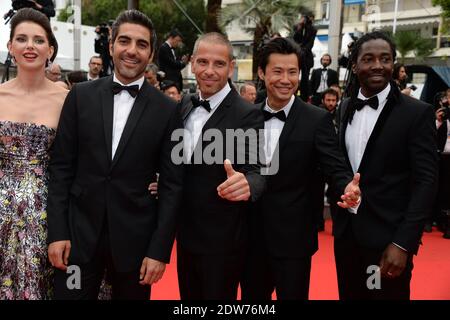 Medi Sadoun, Ary Abittan, Frederic Chau et Noom Diawara arrivent au Palais des Festivals pour la projection du film Jimmy Hall dans le cadre du 67e Festival de Cannes, France, le 22 mai 2014. Photo de Nicolas Briquet/ABACAPRESS.COM Banque D'Images