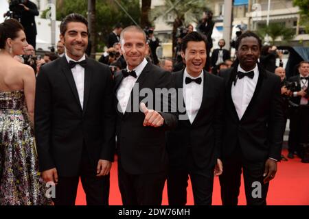 Medi Sadoun, Ary Abittan, Frederic Chau et Noom Diawara arrivent au Palais des Festivals pour la projection du film Jimmy Hall dans le cadre du 67e Festival de Cannes, France, le 22 mai 2014. Photo de Nicolas Briquet/ABACAPRESS.COM Banque D'Images