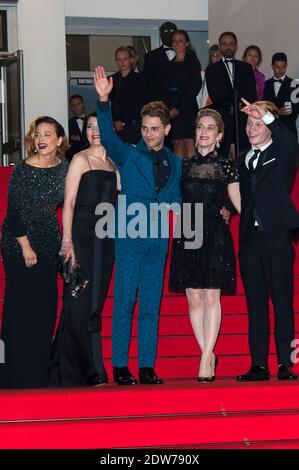 Directeur Xavier Dolan, Anne Dorval, Antoine Olivier Pilon, Suzanne Clement arrivée au Palais des Festivals pour la projection du film Mummyas dans le cadre du 67e Festival de Cannes, le 22 mai 2014. Photo de Nicolas Genin/ABACAPRESS.COM Banque D'Images