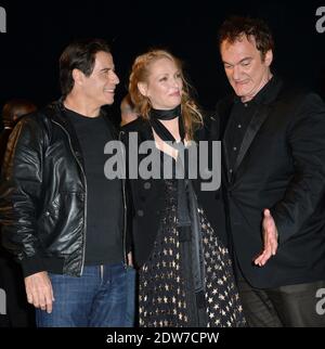 John Travolta, Uma Thurman, Quentin Tarantino assister à une projection en bord de mer organisée pour le 20e anniversaire du film de Quentin Tarantino 'Pulp Fiction' dans le cadre du 67ème Festival de Cannes, le 23 mai 2014. Photo de Lionel Hahn/ABACAPRESS.COM Banque D'Images