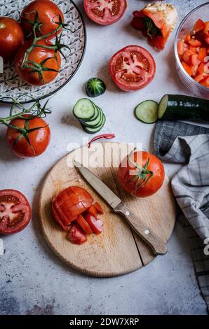 Faire de Gazpacho Banque D'Images