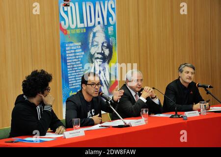 Sébastien Folin, Luc Barruet, Jean-Paul Huchon et Antoine de Caunes assistent à la Conférence de presse Solidays à Paris, France, le 04 juin 2014. Photo d'Aurore Marechal/ABACAPRESS.COM Banque D'Images