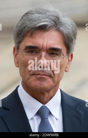 Le président du conseil d'administration et PDG du groupe multinational allemand Siemens Joe Kaeser, quitte une réunion avec le président français François Hollande à l'Elysée Palace à Paris le 17 juin 2014. Photo Thierry Orban/Abacapress.com Banque D'Images