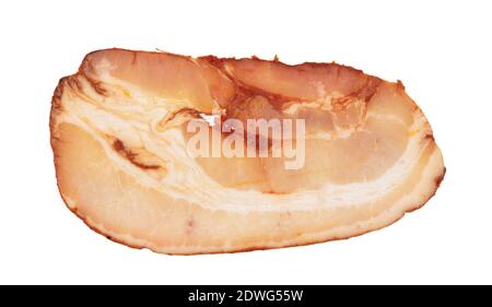 Tranche de bacon assaisonné brut isolée sur fond blanc Banque D'Images