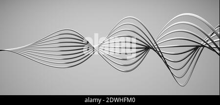 Résumé objet 3D moderne et élégant avec lignes et courbes courbes courbes courbes courbes en courbure, arrière-plan de conception, illustration cgi, rendu, blanc Banque D'Images