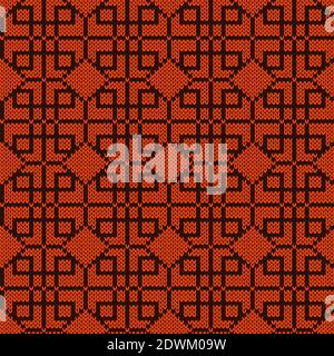 Motif vectoriel sans couture orné dans des tons de brun et d'orange comme texture de tissu Illustration de Vecteur