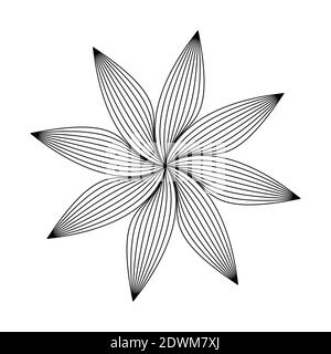 Fleur vectorisée simple contourage. Mise en plan linéaire. Tatouage Illustration de Vecteur