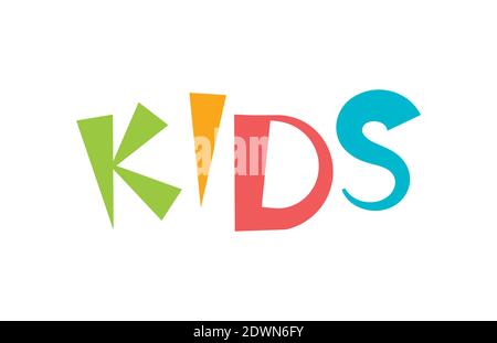 Lettres de couleur pour enfants, dessin animé style amusant pour enfants logo zone, logotype de salle de jeu, éducation pour enfants lettrage signe, école et emblème d'école préscolaire, vecteur Illustration de Vecteur